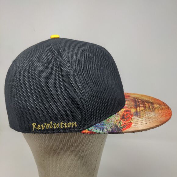 Revolution Men's Fitted Flat Bill Cap Black 100% Hemp Embroidered Logo - Picture 7 of 14